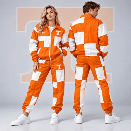 Tennessee Volunteers | Premium NCAA Retro Varsity Colorblock Full Zip Tracksuit Jacket And Jogger Pants Set NDN