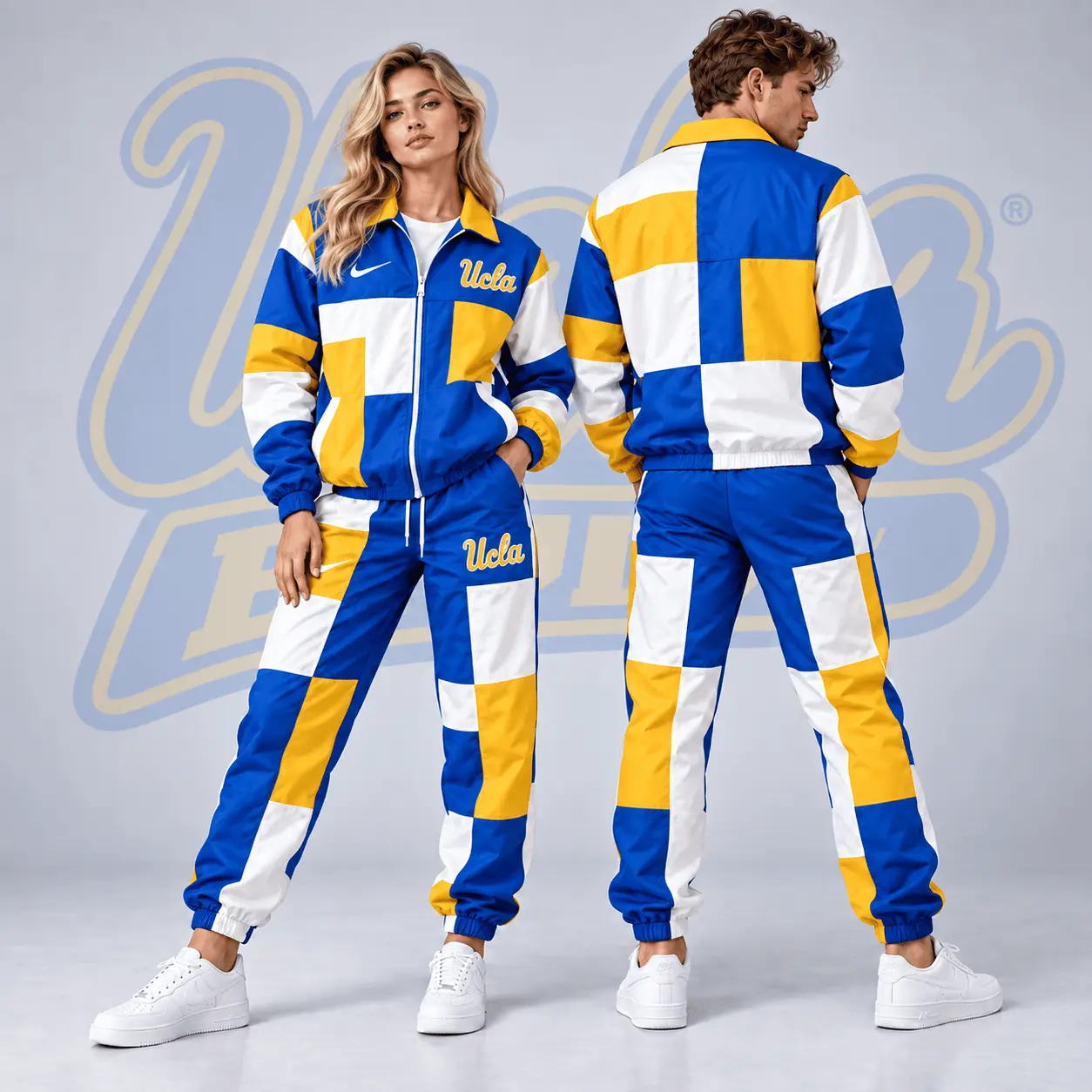 Ucla Bruins | Premium NCAA Retro Varsity Colorblock Full Zip Tracksuit Jacket And Jogger Pants Set NDN