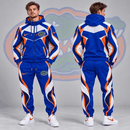 Florida Gators | Premium NCAA Dynamic Velocity Colorblock Full Zip Hoodie And Jogger Pants Set NDN