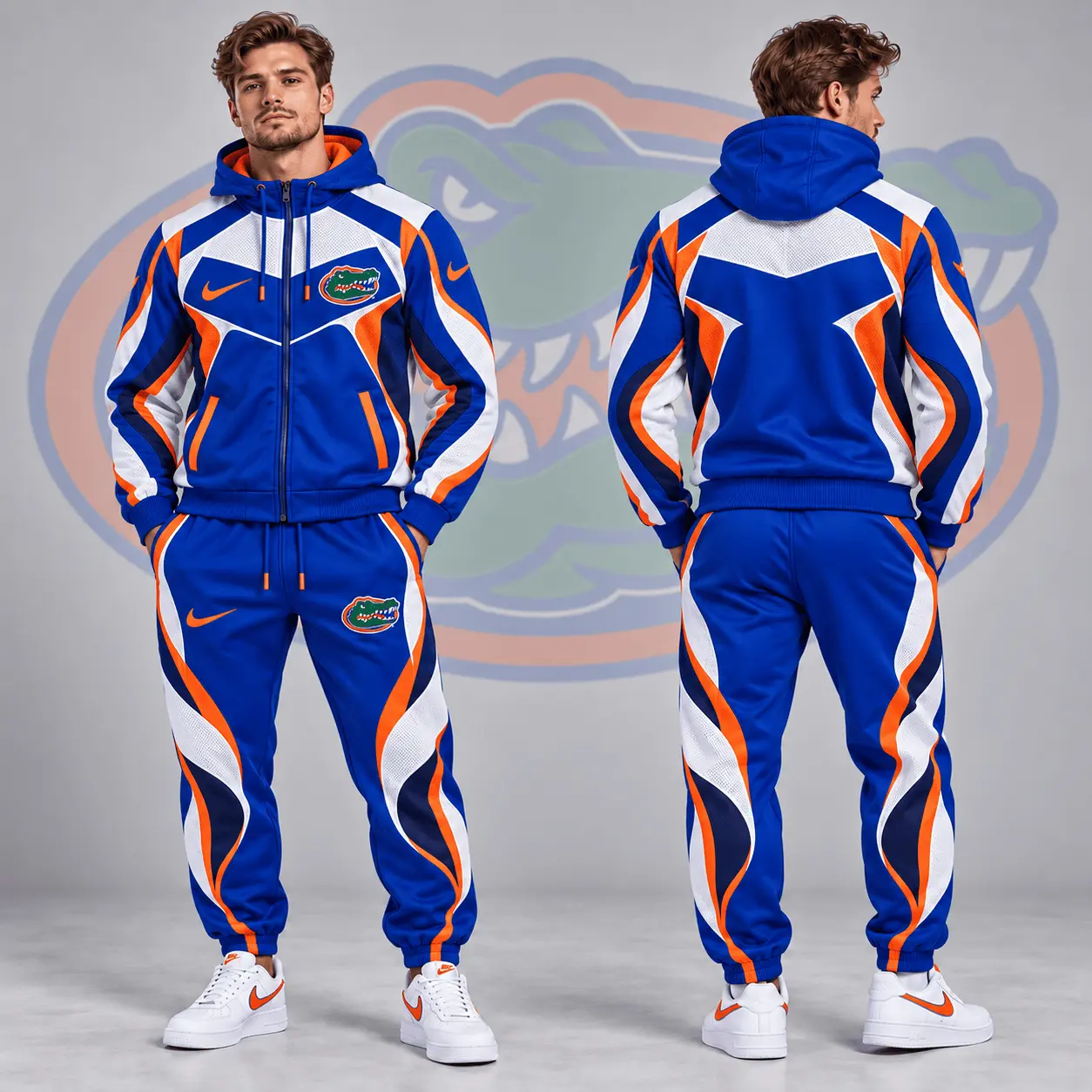 Florida Gators | Premium NCAA Dynamic Velocity Colorblock Full Zip Hoodie And Jogger Pants Set NDN