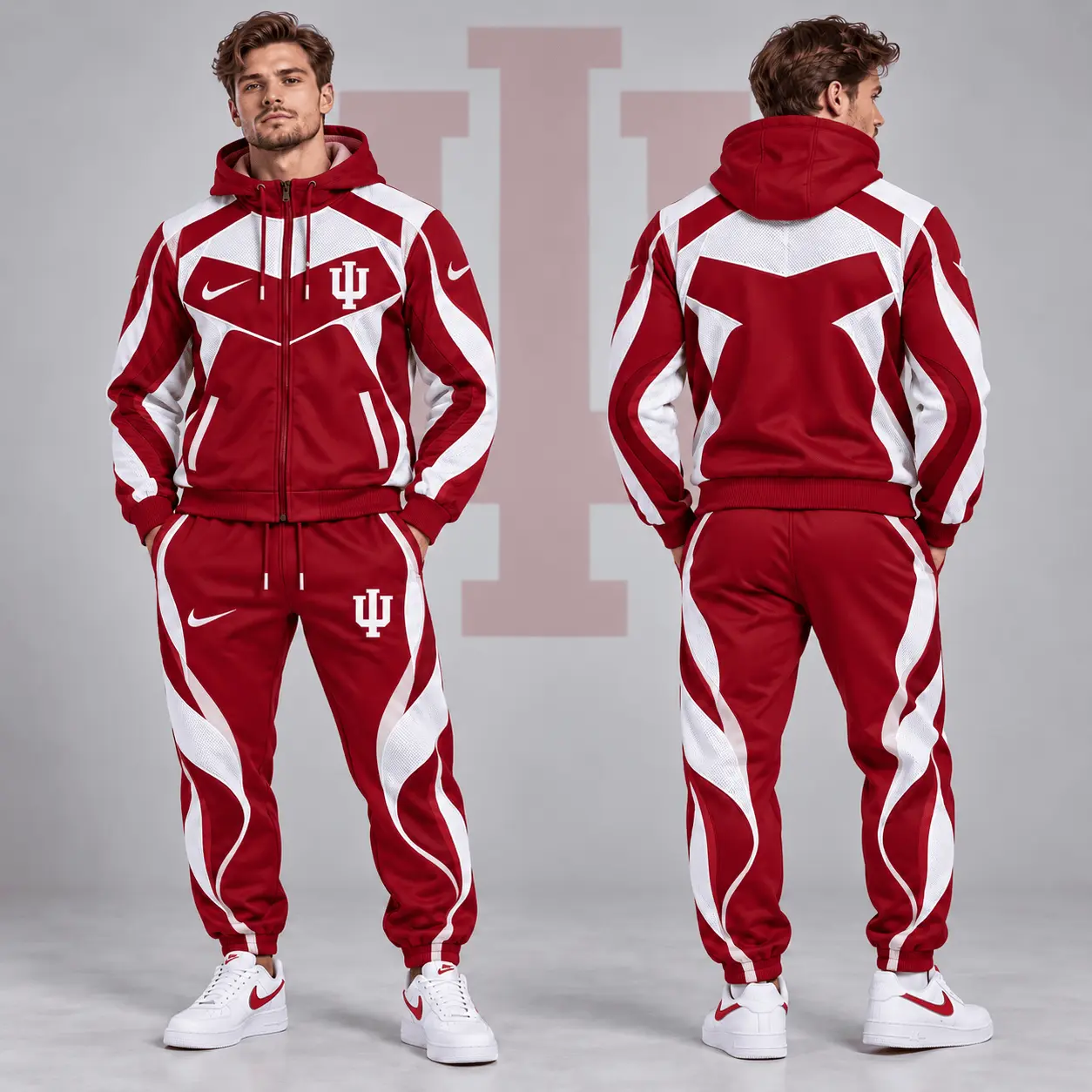 Indiana Hoosiers | Premium NCAA Dynamic Velocity Colorblock Full Zip Hoodie And Jogger Pants Set NDN