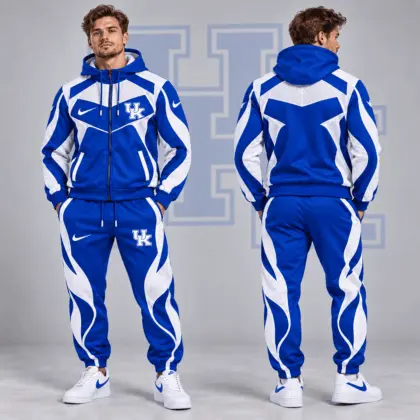 Kentucky Wildcats | Premium NCAA Dynamic Velocity Colorblock Full Zip Hoodie And Jogger Pants Set NDN