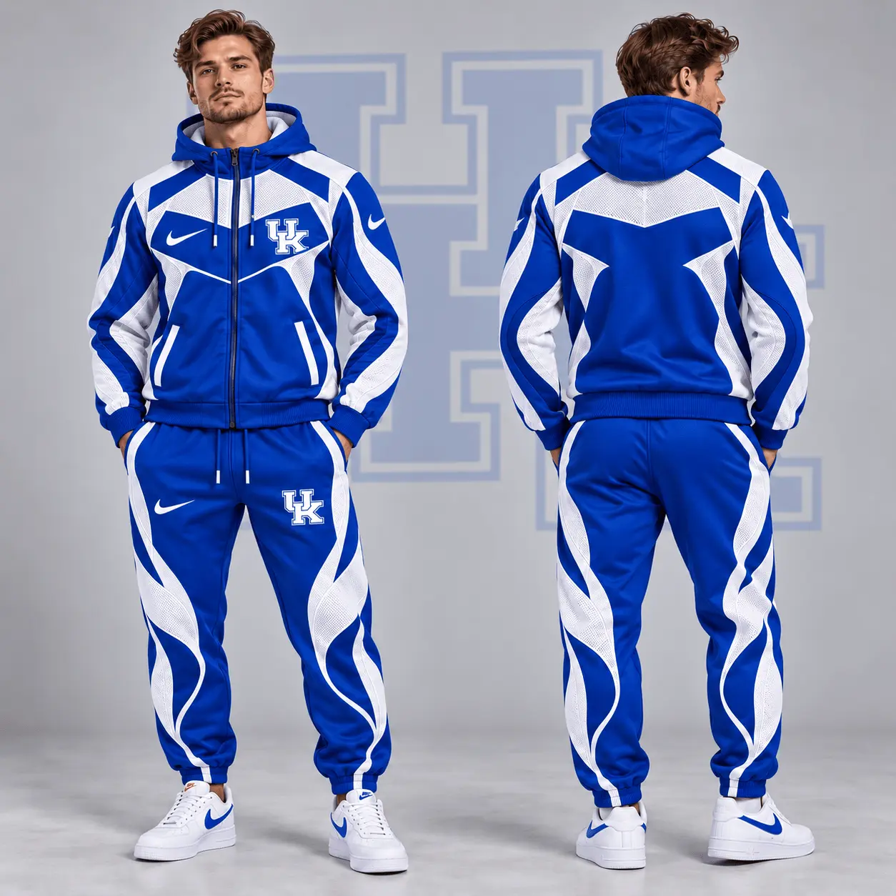 Kentucky Wildcats | Premium NCAA Dynamic Velocity Colorblock Full Zip Hoodie And Jogger Pants Set NDN