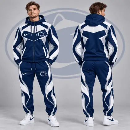 Penn State Nittany Lions | Premium NCAA Dynamic Velocity Colorblock Full Zip Hoodie And Jogger Pants Set NDN