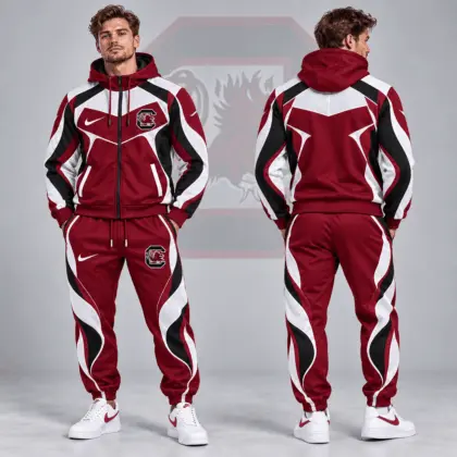 South Carolina Gamecocks | Premium NCAA Dynamic Velocity Colorblock Full Zip Hoodie And Jogger Pants Set NDN