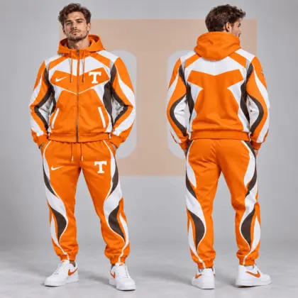 Tennessee Volunteers | Premium NCAA Dynamic Velocity Colorblock Full Zip Hoodie And Jogger Pants Set NDN