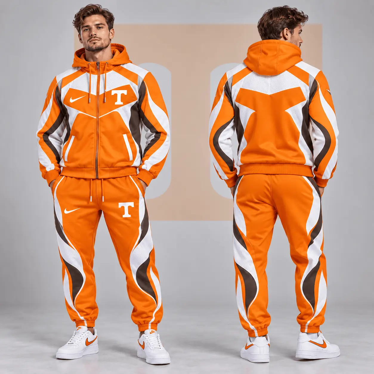 Tennessee Volunteers | Premium NCAA Dynamic Velocity Colorblock Full Zip Hoodie And Jogger Pants Set NDN