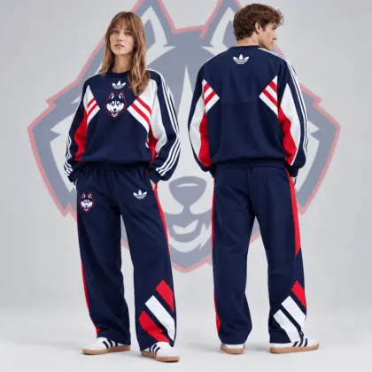 Arizona Wildcats | Premium NCAA Heritage Three Stripe Colorblock Crewneck Sweatshirt And Wide Leg Pants Set NDN