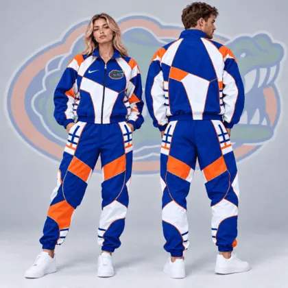 Florida Gators | Premium NCAA Apex Geometric Colorblock Full Zip Track Jacket And Jogger Pants Set NDN