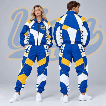 Ucla Bruins | Premium NCAA Apex Geometric Colorblock Full Zip Track Jacket And Jogger Pants Set NDN