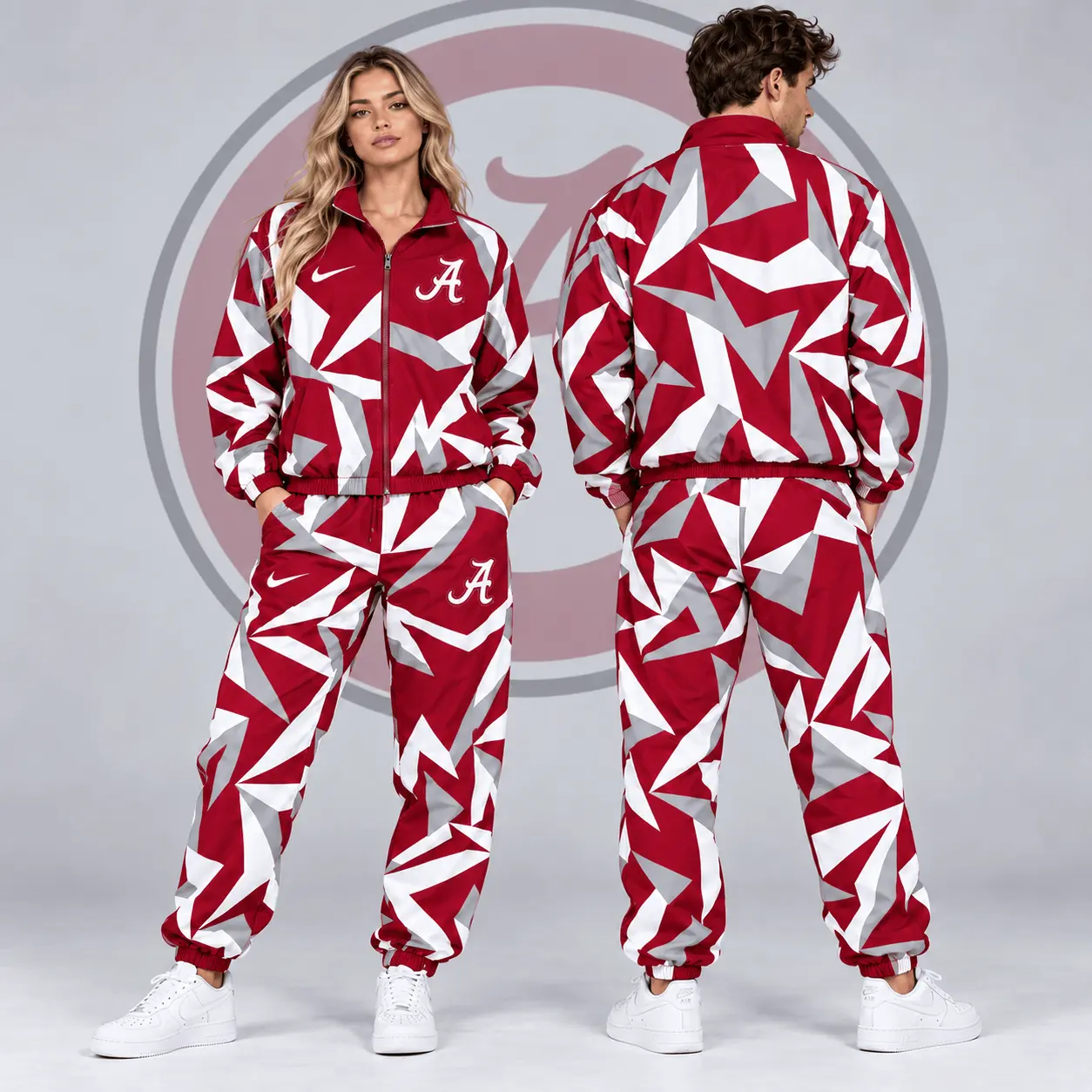 Alabama Crimson Tide | Premium NCAA Shattered Prism All Over Print Full Zip Track Jacket And Jogger Pants Set NDN