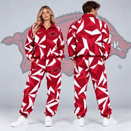 Arkansas Razorbacks | Premium NCAA Shattered Prism All Over Print Full Zip Track Jacket And Jogger Pants Set NDN