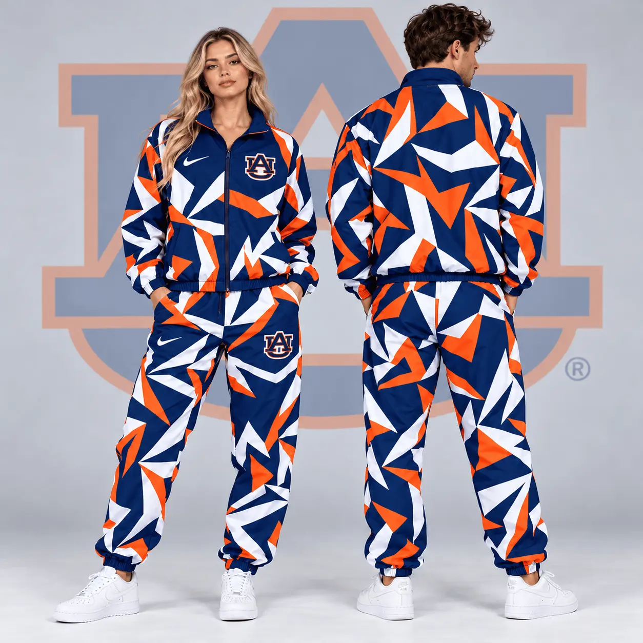 Auburn Tigers | Premium NCAA Shattered Prism All Over Print Full Zip Track Jacket And Jogger Pants Set NDN