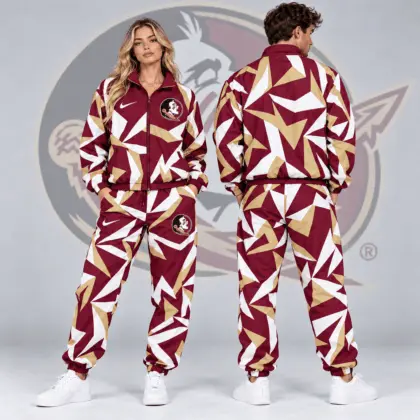 Florida State Seminoles | Premium NCAA Shattered Prism All Over Print Full Zip Track Jacket And Jogger Pants Set NDN