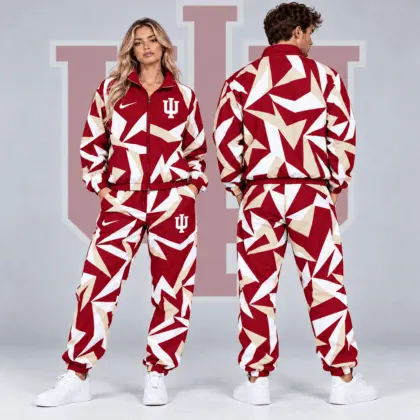 Indiana Hoosiers | Premium NCAA Shattered Prism All Over Print Full Zip Track Jacket And Jogger Pants Set NDN
