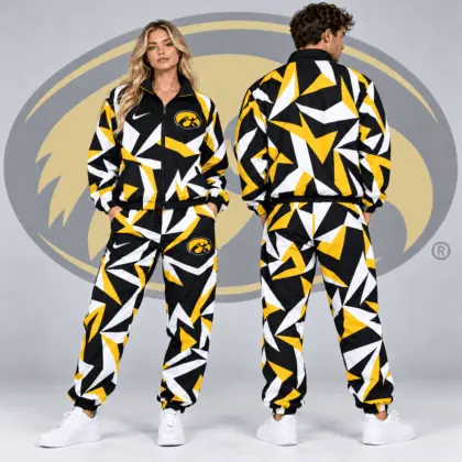 Iowa Hawkeyes | Premium NCAA Shattered Prism All Over Print Full Zip Track Jacket And Jogger Pants Set NDN