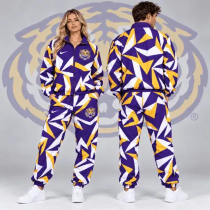 Lsu Tigers | Premium NCAA Shattered Prism All Over Print Full Zip Track Jacket And Jogger Pants Set NDN
