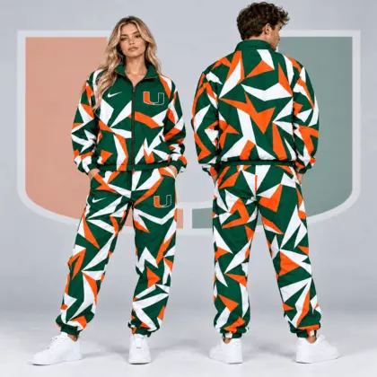 Miami Hurricanes | Premium NCAA Shattered Prism All Over Print Full Zip Track Jacket And Jogger Pants Set NDN
