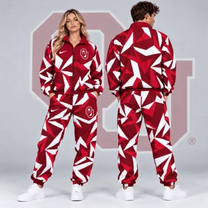 Oklahoma Sooners | Premium NCAA Shattered Prism All Over Print Full Zip Track Jacket And Jogger Pants Set NDN