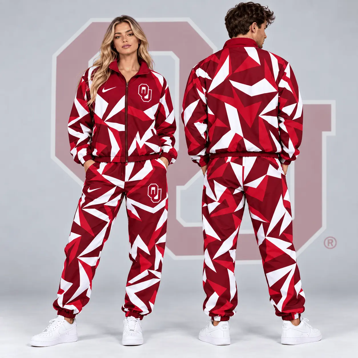 Oklahoma Sooners | Premium NCAA Shattered Prism All Over Print Full Zip Track Jacket And Jogger Pants Set NDN