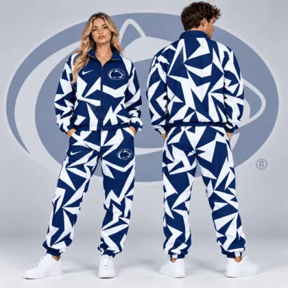 Penn State Nittany Lions | Premium NCAA Shattered Prism All Over Print Full Zip Track Jacket And Jogger Pants Set NDN