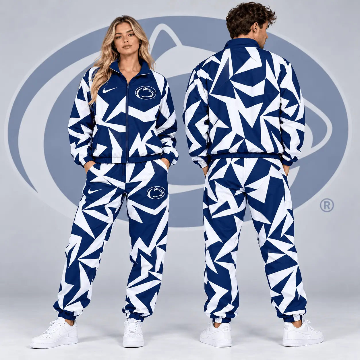 Penn State Nittany Lions | Premium NCAA Shattered Prism All Over Print Full Zip Track Jacket And Jogger Pants Set NDN