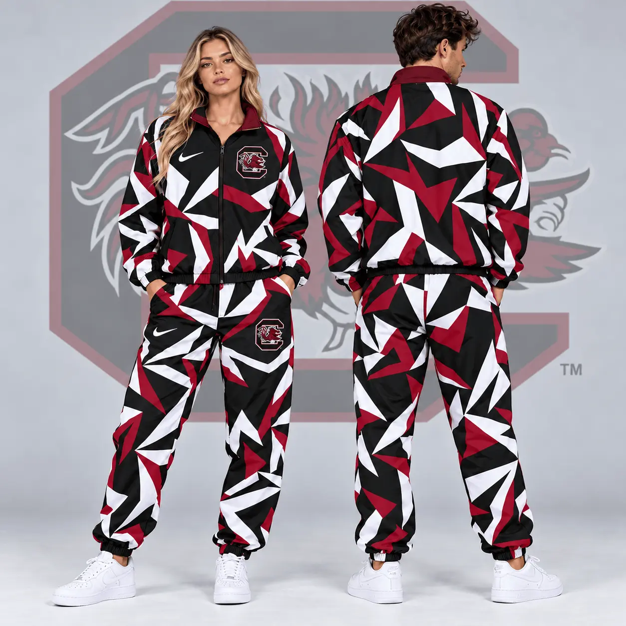 South Carolina Gamecocks | Premium NCAA Shattered Prism All Over Print Full Zip Track Jacket And Jogger Pants Set NDN