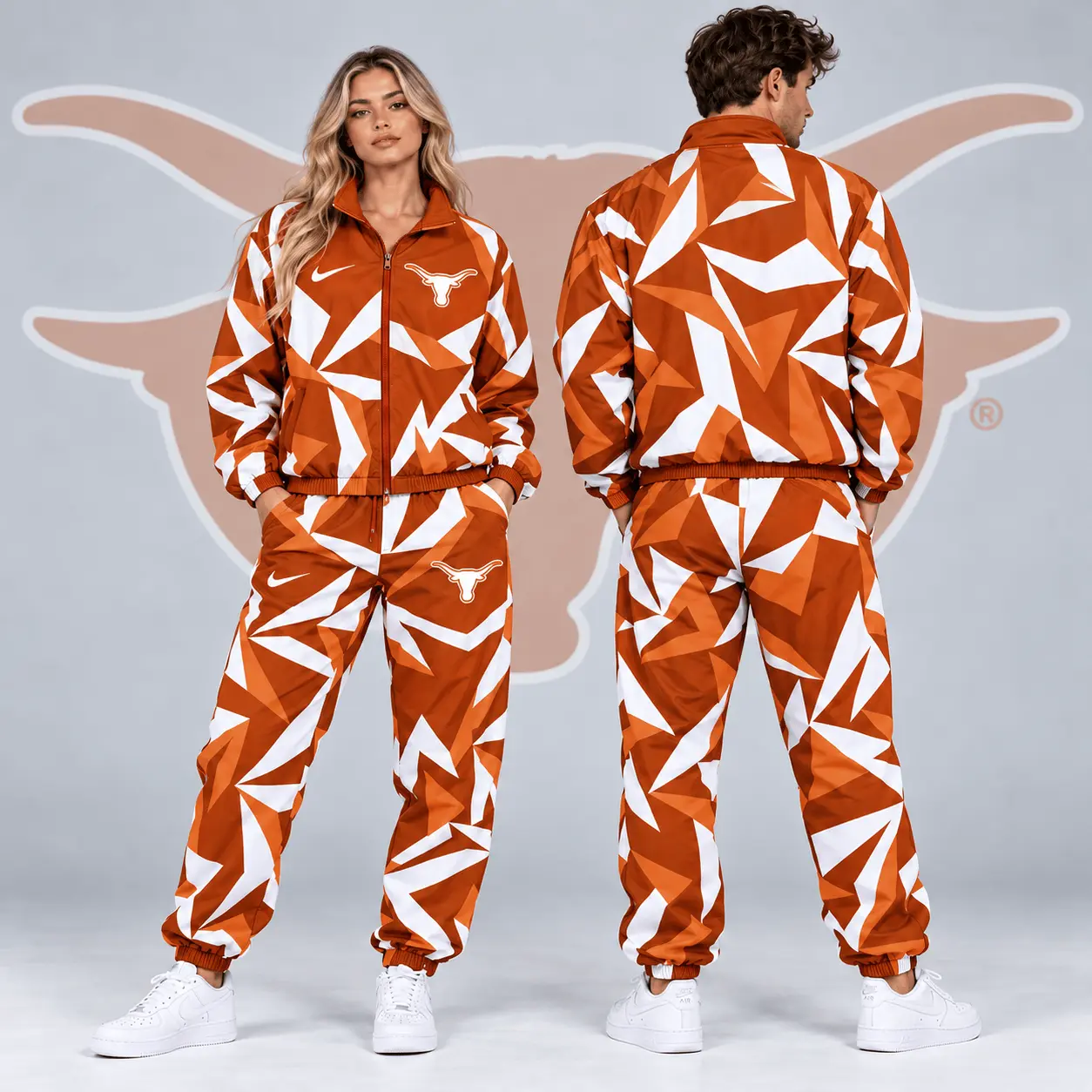 Texas Longhorns | Premium NCAA Shattered Prism All Over Print Full Zip Track Jacket And Jogger Pants Set NDN
