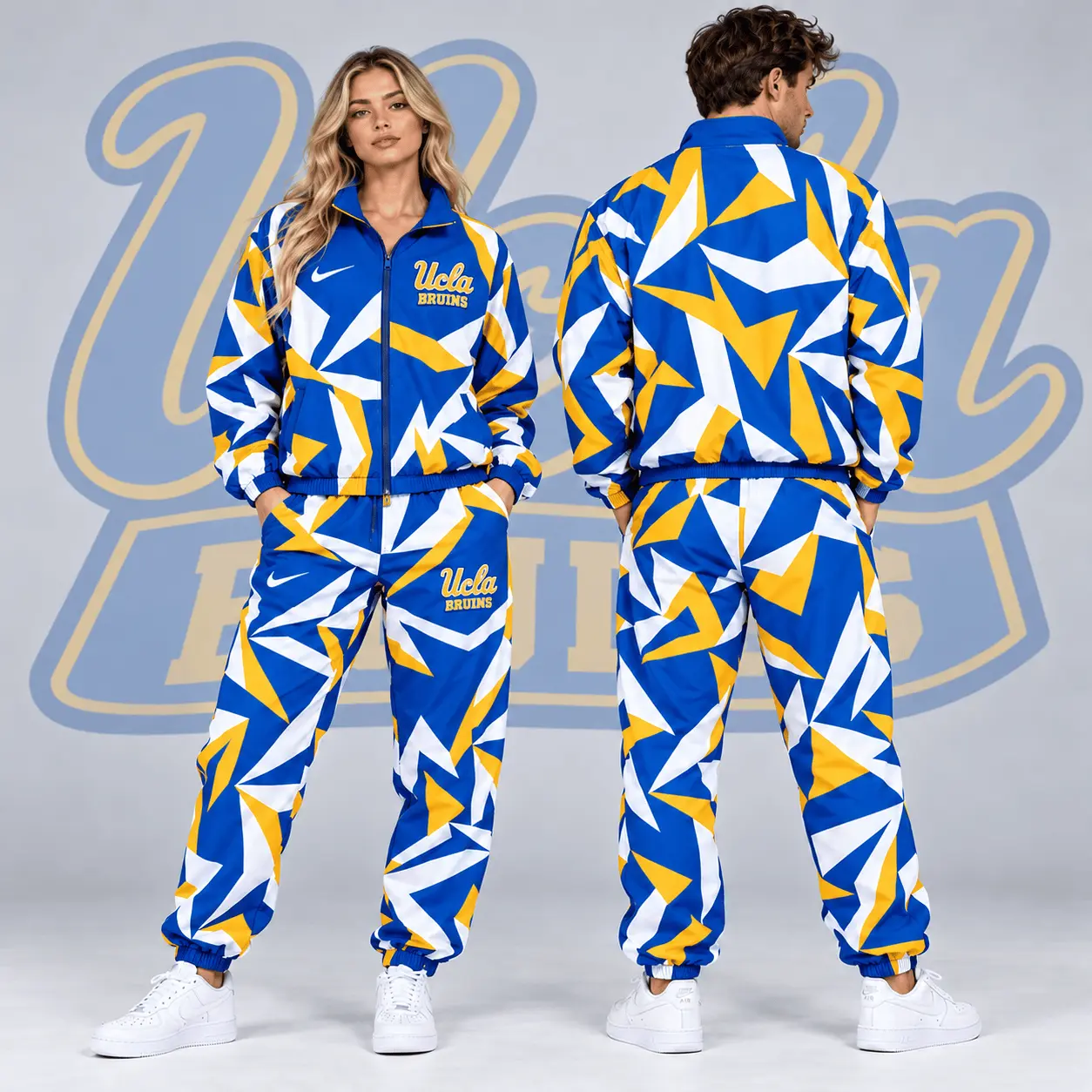 Ucla Bruins | Premium NCAA Shattered Prism All Over Print Full Zip Track Jacket And Jogger Pants Set NDN