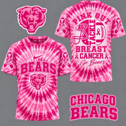 Chicago Bears | Premium NFL Tackle Breast Cancer Pink Tie-Dye T-Shirt TD
