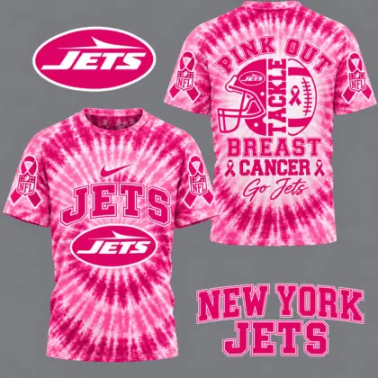 New York Jets | Premium NFL Tackle Breast Cancer Pink Tie-Dye T-Shirt TD