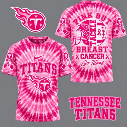 Tennessee Titans | Premium NFL Tackle Breast Cancer Pink Tie-Dye T-Shirt TD