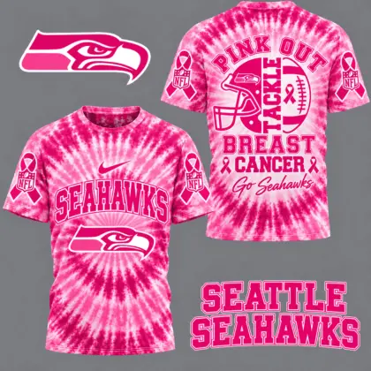 Seattle Seahawks | Premium NFL Tackle Breast Cancer Pink Tie-Dye T-Shirt TD