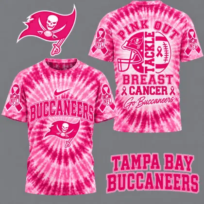 Tampa Bay Buccaneers | Premium NFL Tackle Breast Cancer Pink Tie-Dye T-Shirt TD