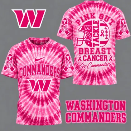 Washington Commanders | Premium NFL Tackle Breast Cancer Pink Tie-Dye T-Shirt TD