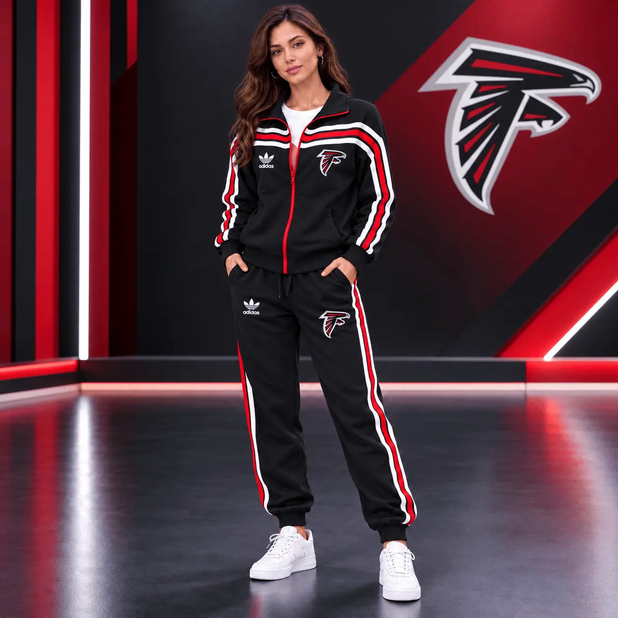 Atlanta Falcons | Premium NFL Classic Varsity Stripe Team Logo Jacket & Jogger Set TD
