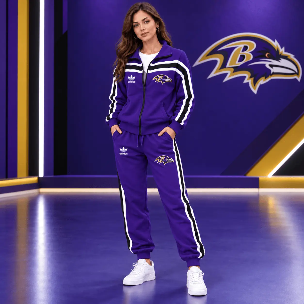 Baltimore Ravens | Premium NFL Classic Varsity Stripe Team Logo Jacket & Jogger Set TD