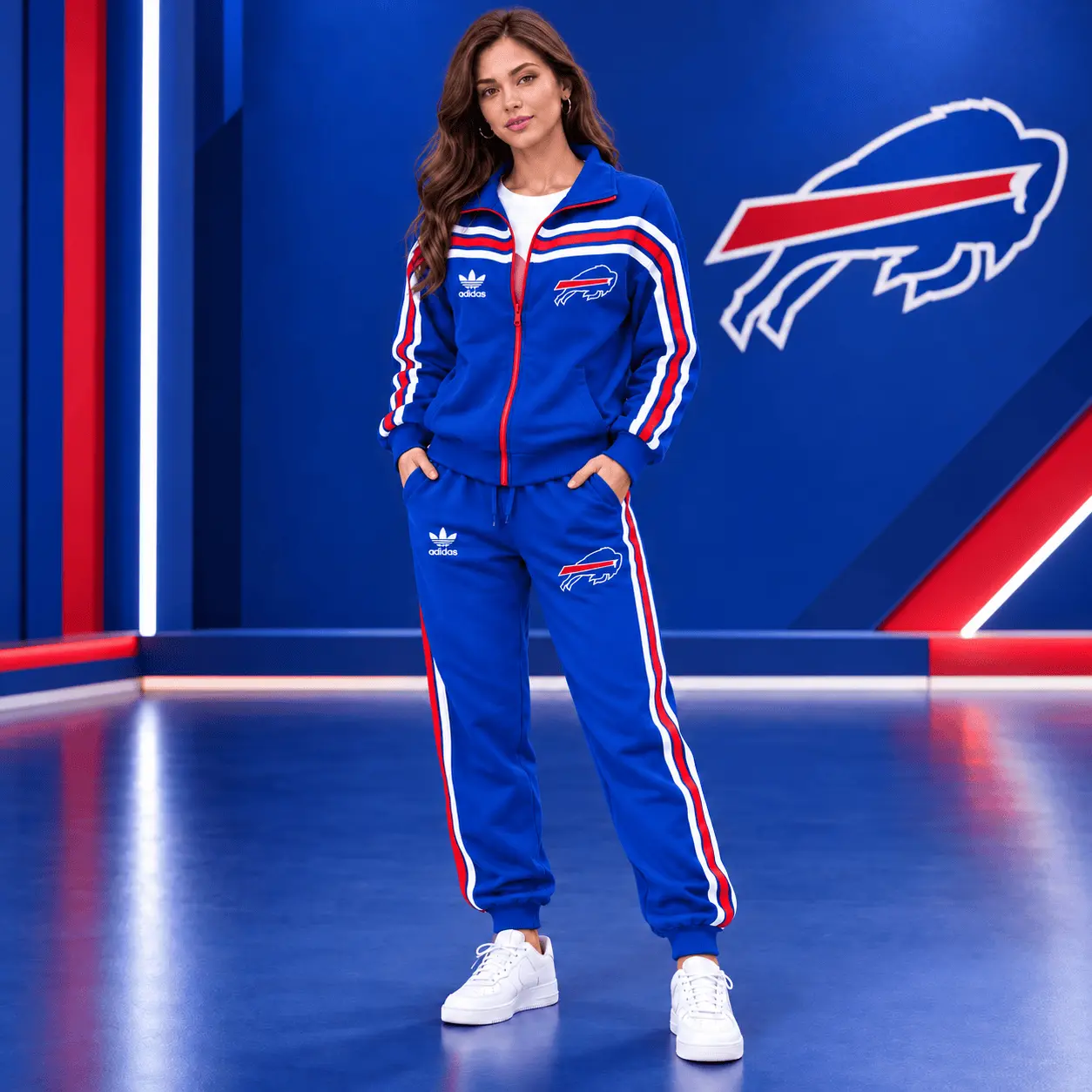 Buffalo Bills | Premium NFL Classic Varsity Stripe Team Logo Jacket & Jogger Set TD