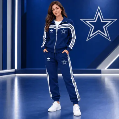 Dallas Cowboys | Premium NFL Classic Varsity Stripe Team Logo Jacket & Jogger Set TD