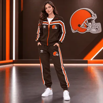 Cleveland Browns | Premium NFL Classic Varsity Stripe Team Logo Jacket & Jogger Set TD