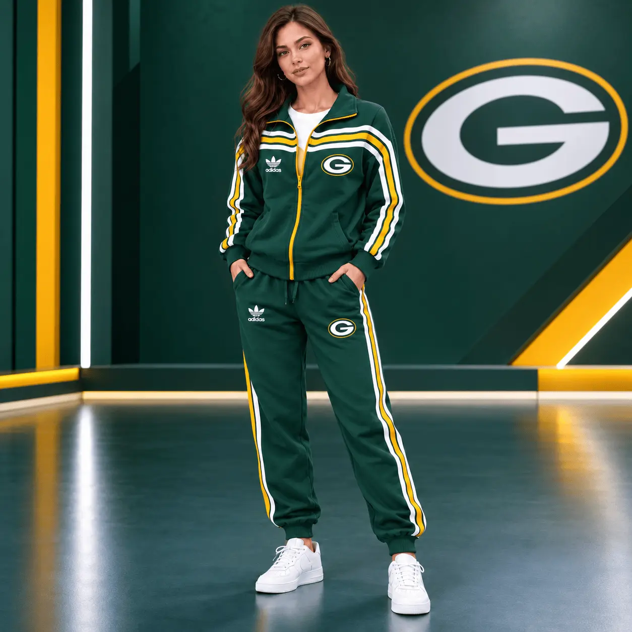 Green Bay Packers | Premium NFL Classic Varsity Stripe Team Logo Jacket & Jogger Set TD