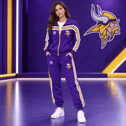 Minnesota Vikings | Premium NFL Classic Varsity Stripe Team Logo Jacket & Jogger Set TD