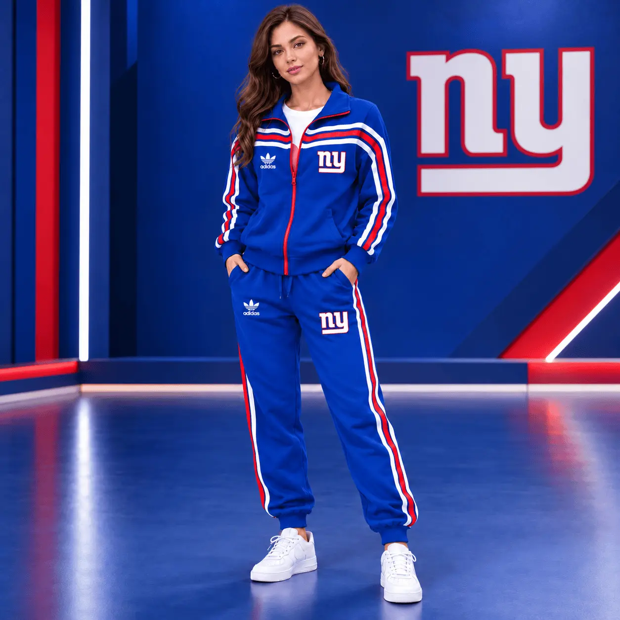 New York Giants | Premium NFL Classic Varsity Stripe Team Logo Jacket & Jogger Set TD