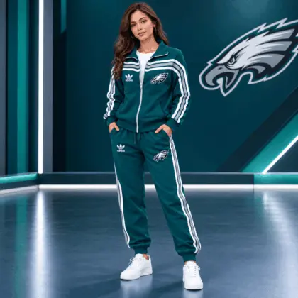 Philadelphia Eagles | Premium NFL Classic Varsity Stripe Team Logo Jacket & Jogger Set TD