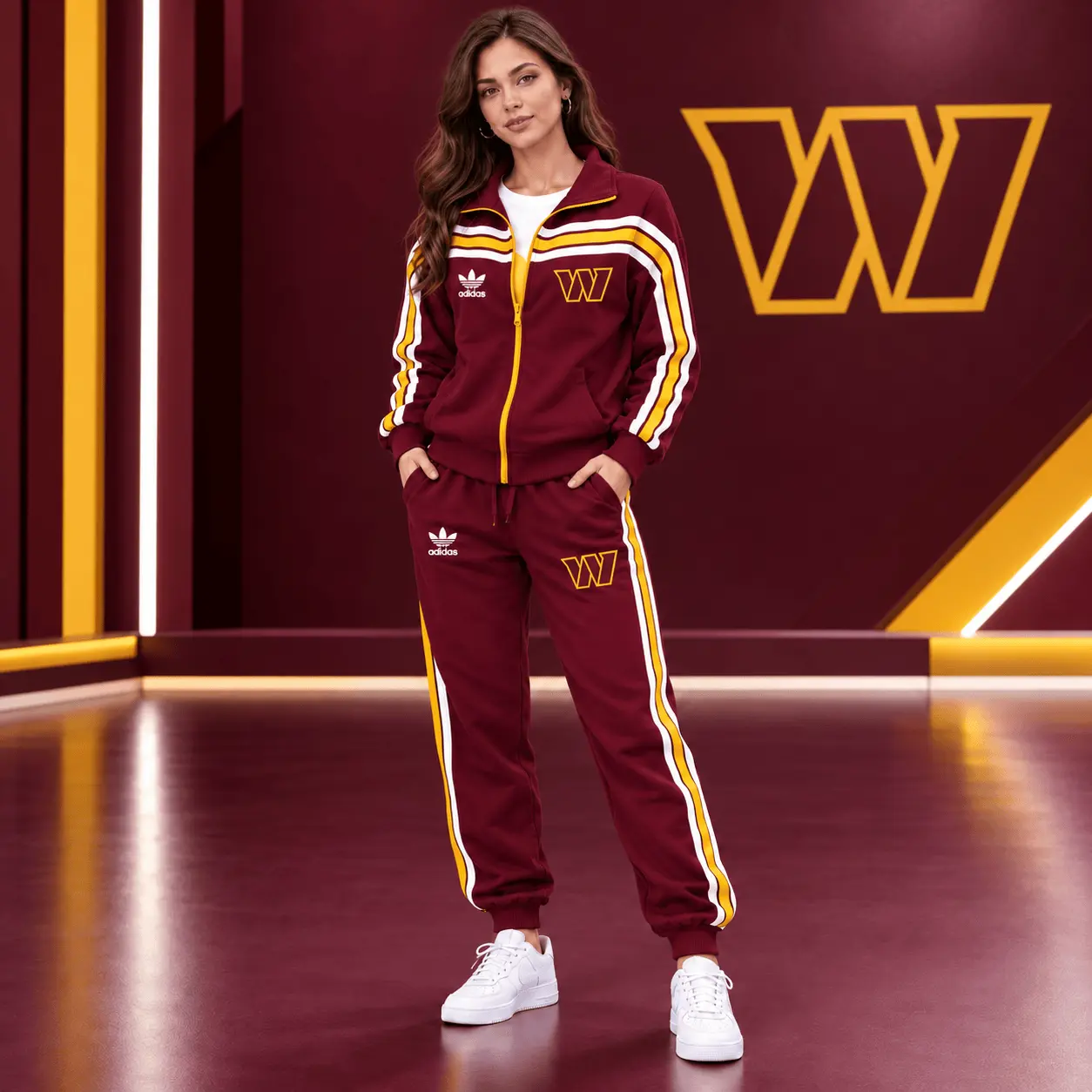 Washington Commanders | Premium NFL Classic Varsity Stripe Team Logo Jacket & Jogger Set TD
