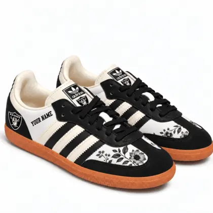 Las Vegas Raiders | Premium NFL Team Spirit Floral Heritage Samba Shoes TD