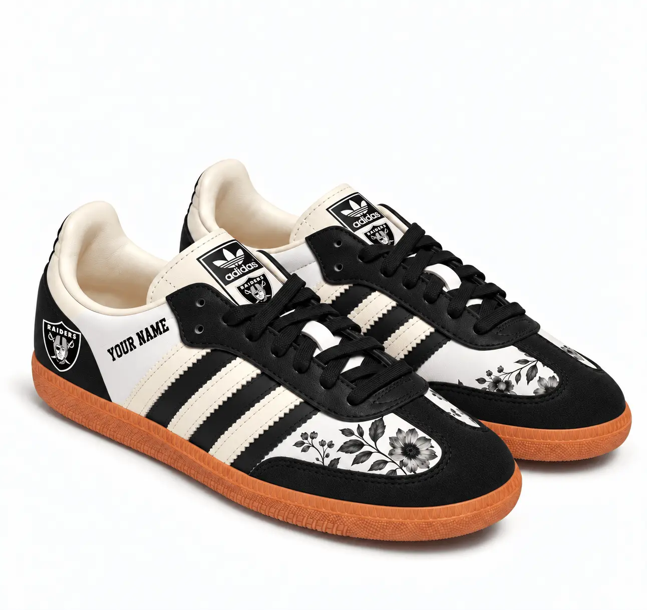 Las Vegas Raiders | Premium NFL Team Spirit Floral Heritage Samba Shoes TD