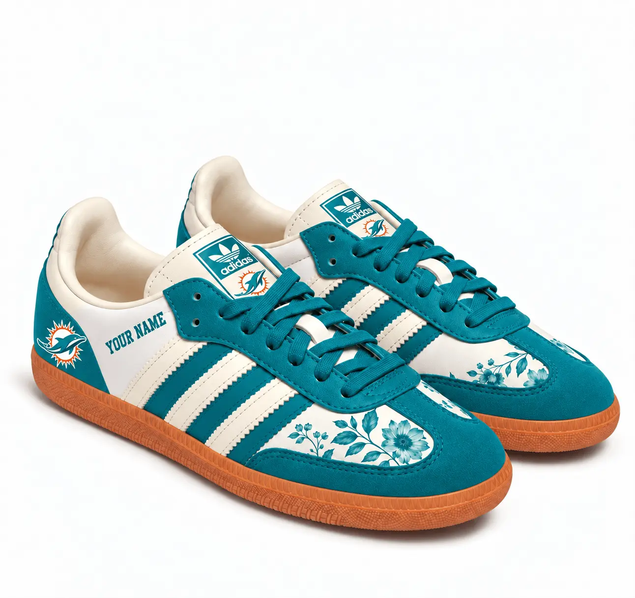 Miami Dolphins | Premium NFL Team Spirit Floral Heritage Samba Shoes TD