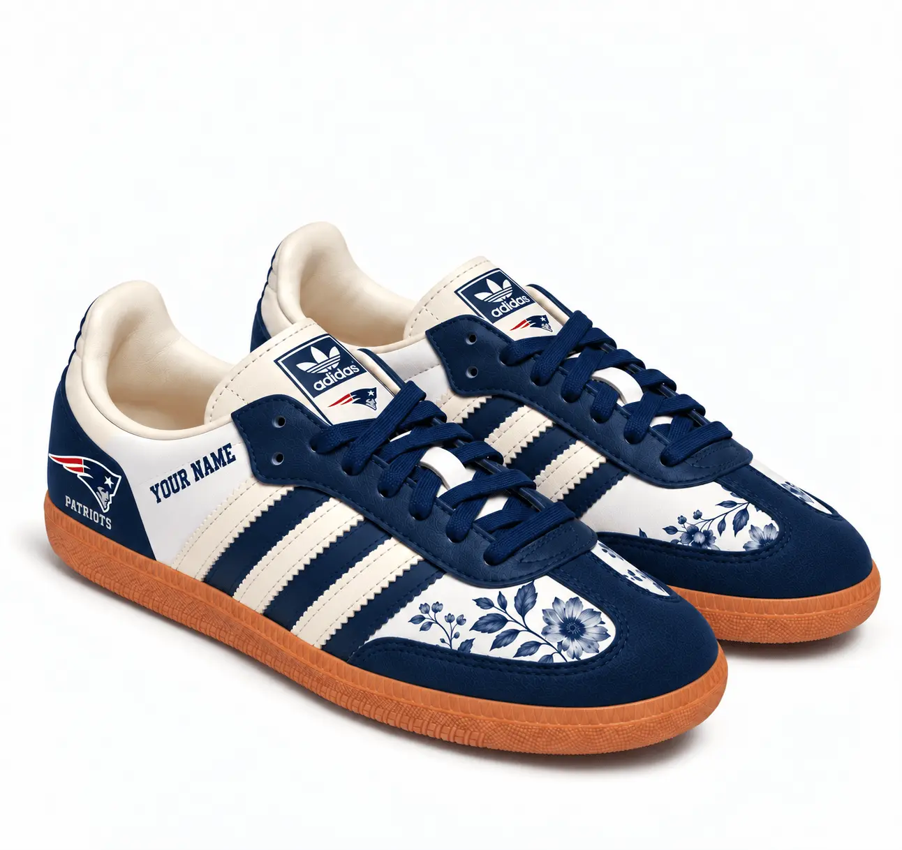 New England Patriots | Premium NFL Team Spirit Floral Heritage Samba Shoes TD