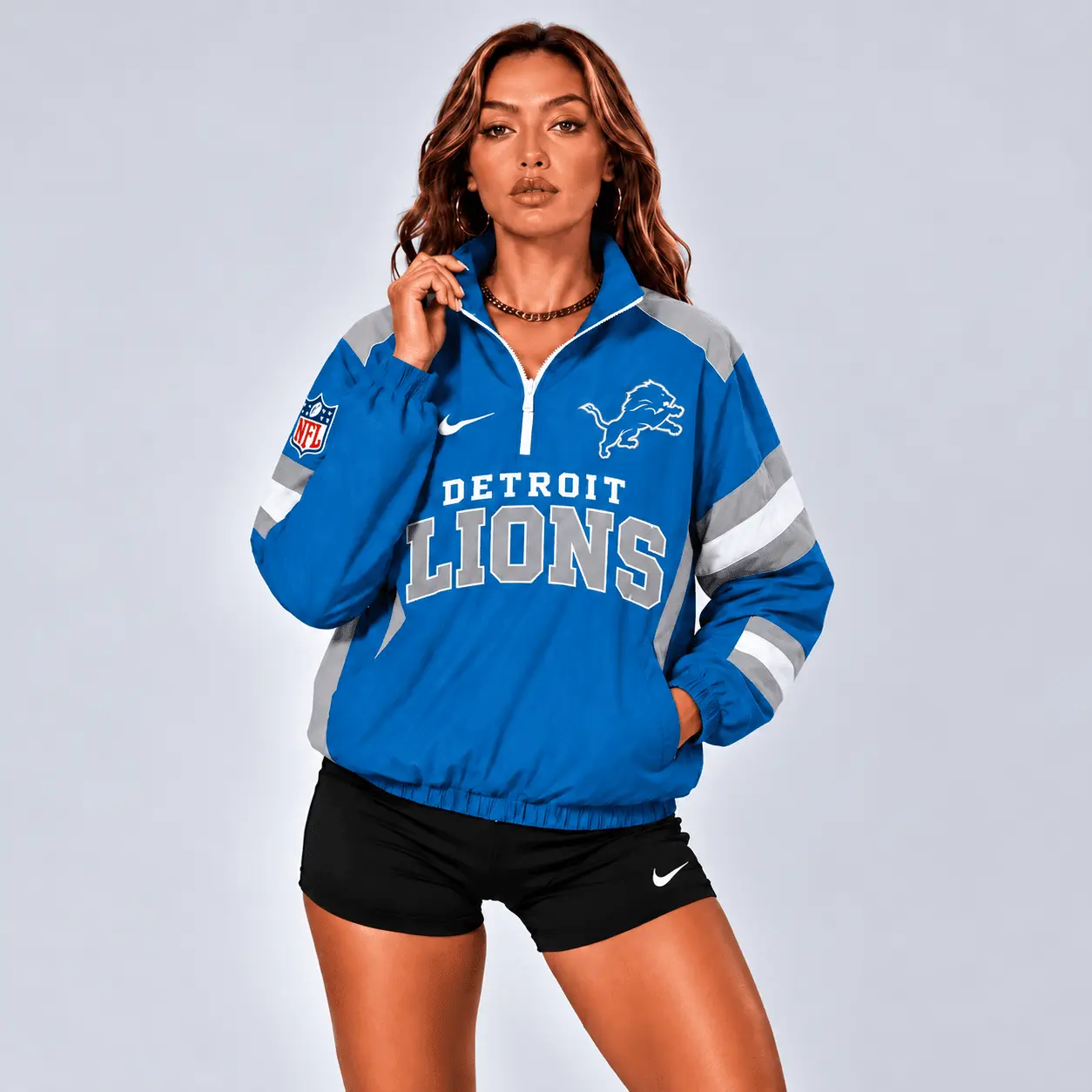 Detroit Lions | Premium NFL Retro Colorblock Zipper Jackets NTT - Image 2